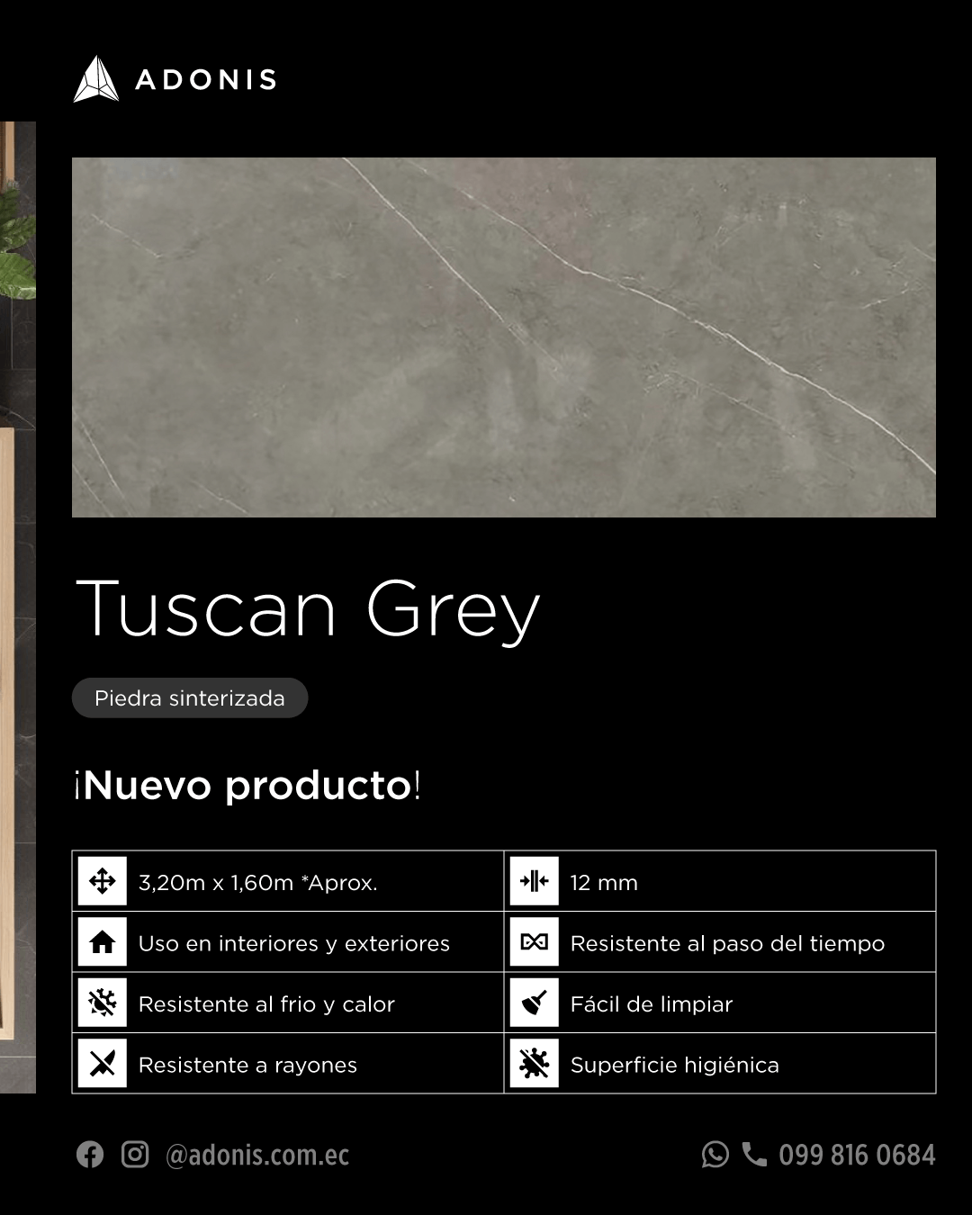 Publicación con descripción de material Tuscan Grey